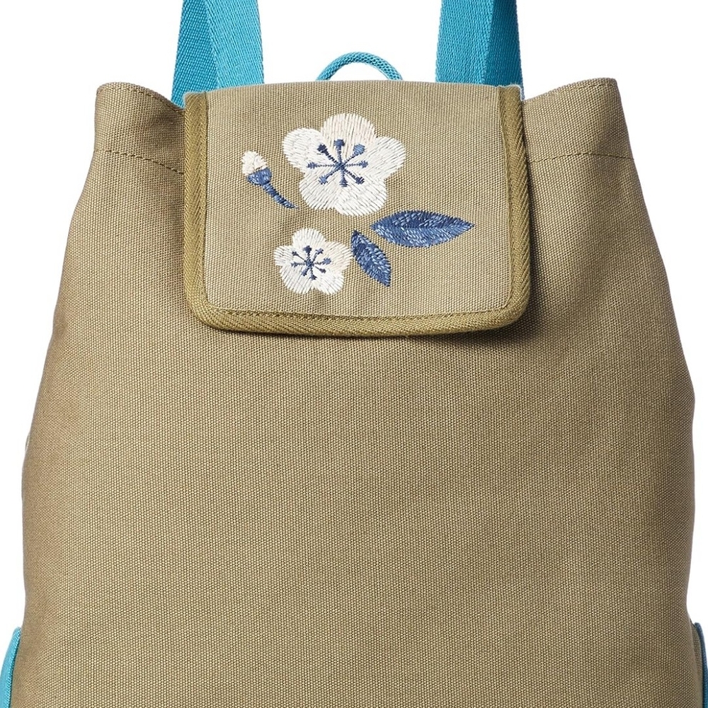 Floral Embroidered Tan Backpack